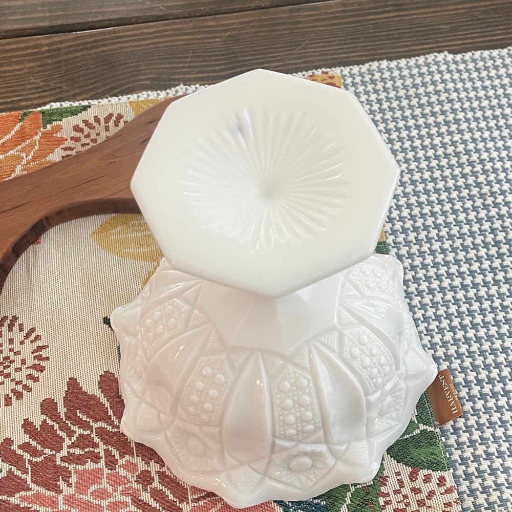 Elegant White Milk Glass Pedestal Vase - Picture 2 of 4
